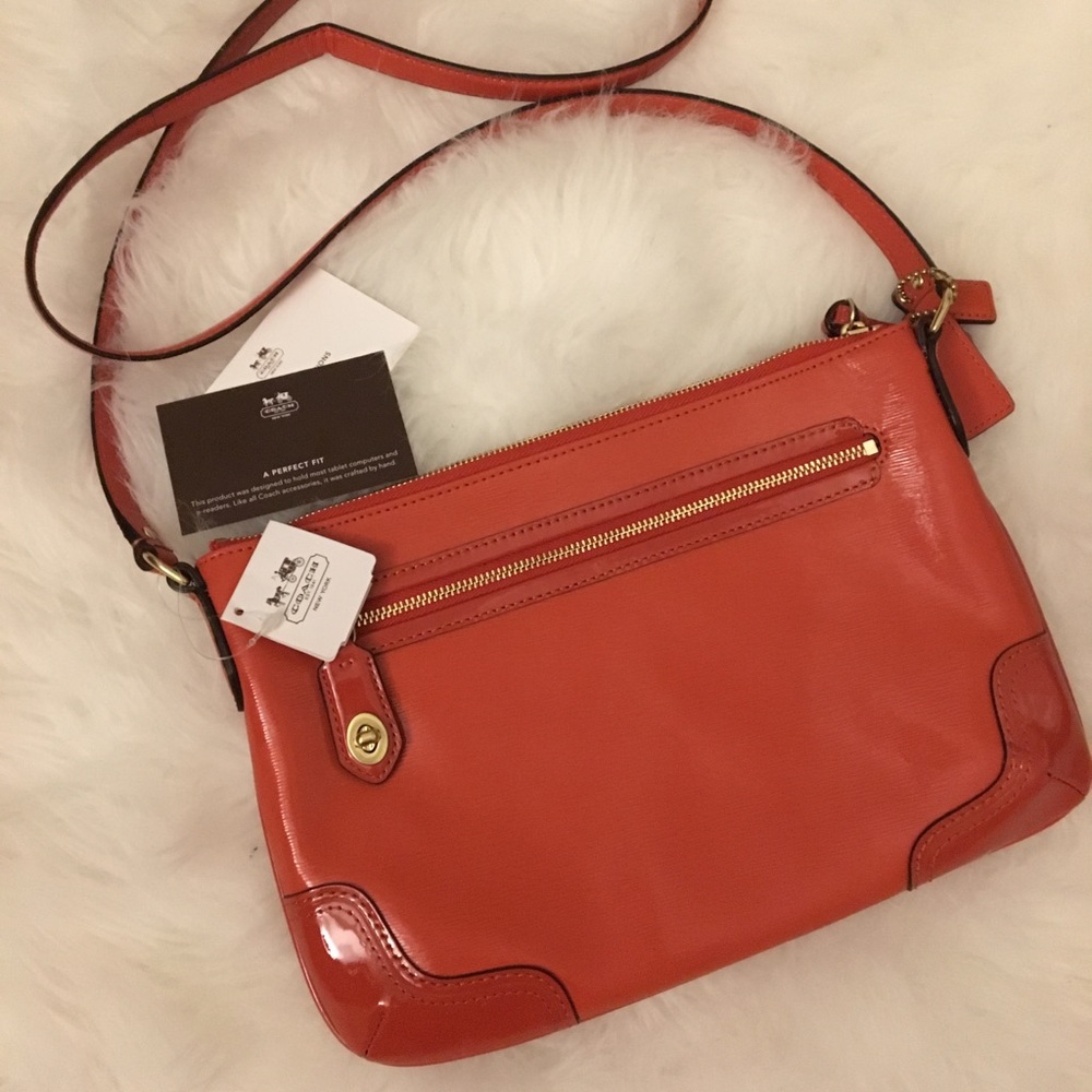Coach orange leather cross body handbag - NEW